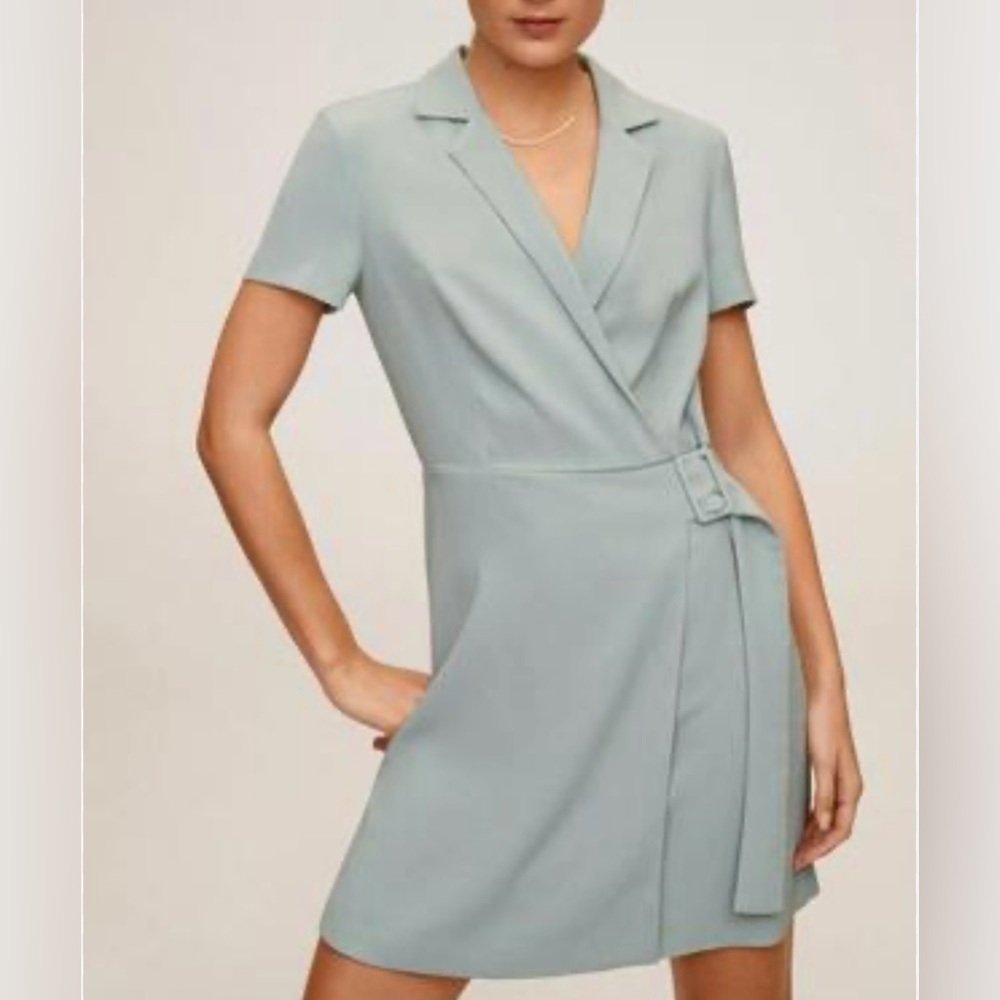 Mango Light Blue Mini Dress